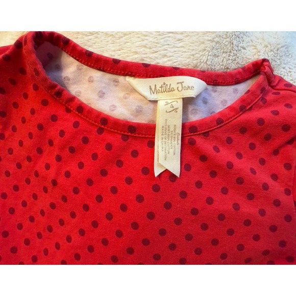 Matilda Jane Girls Red Polka Dot Ruffled Tiered Dress Long Sleeve - Picture 3 of 5